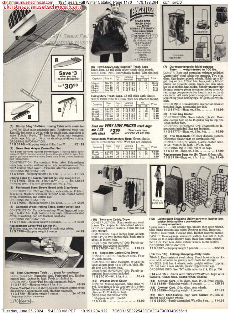 1981 Sears Fall Winter Catalog, Page 1170