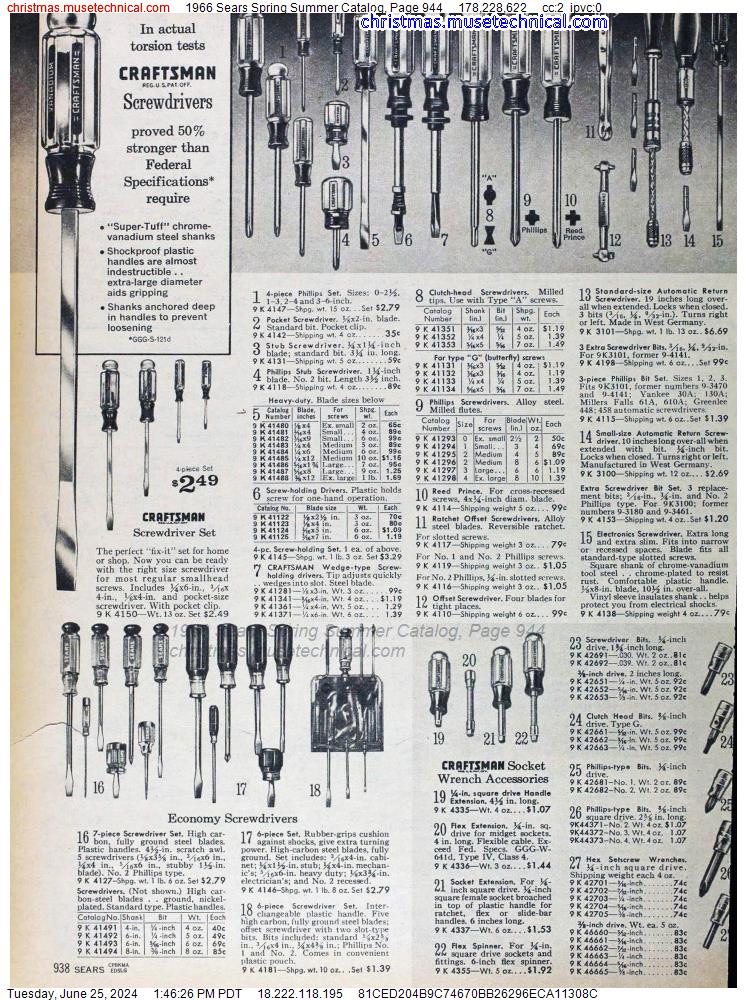1966 Sears Spring Summer Catalog, Page 944