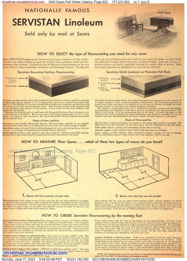 1943 Sears Fall Winter Catalog, Page 922