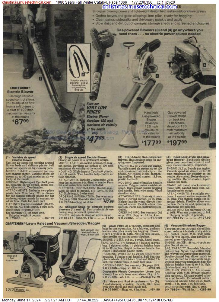 1980 Sears Fall Winter Catalog, Page 1066