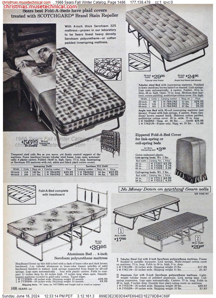 1966 Sears Fall Winter Catalog, Page 1486