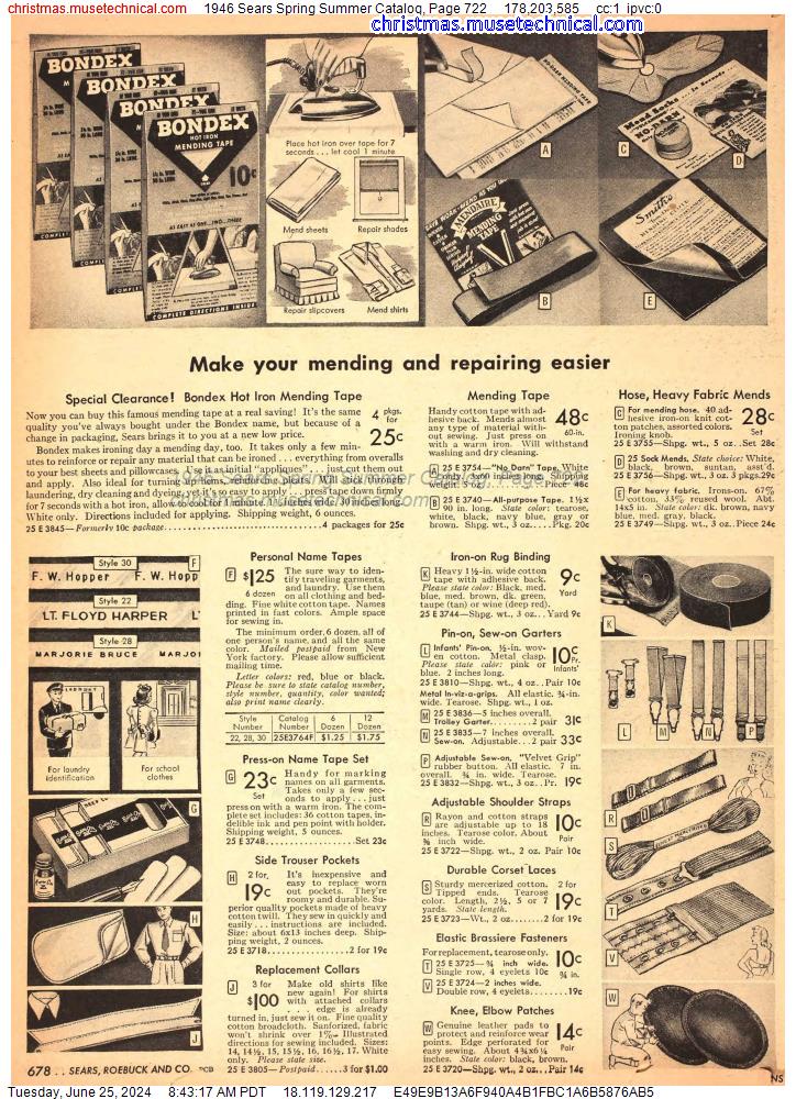 1946 Sears Spring Summer Catalog, Page 722