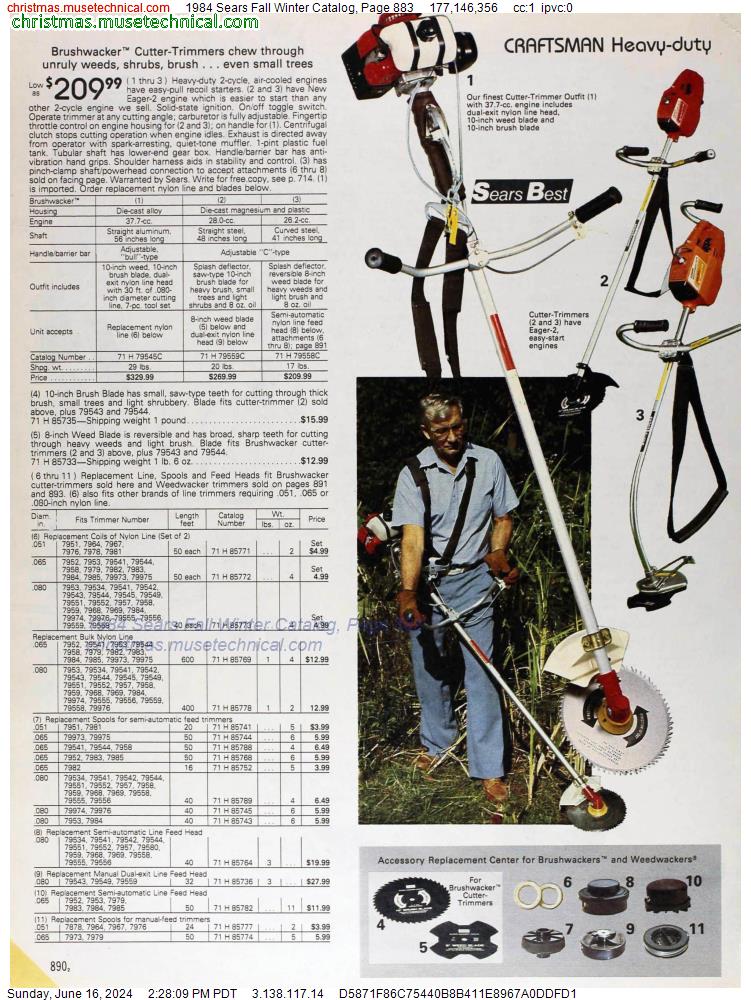 1984 Sears Fall Winter Catalog, Page 883
