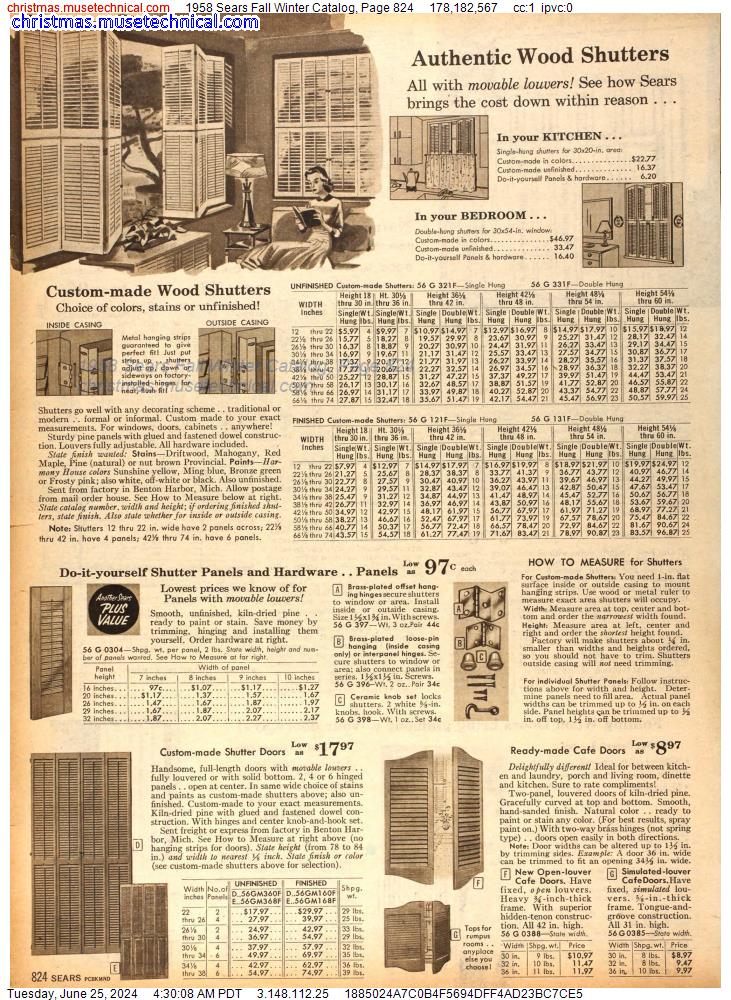 1958 Sears Fall Winter Catalog, Page 824