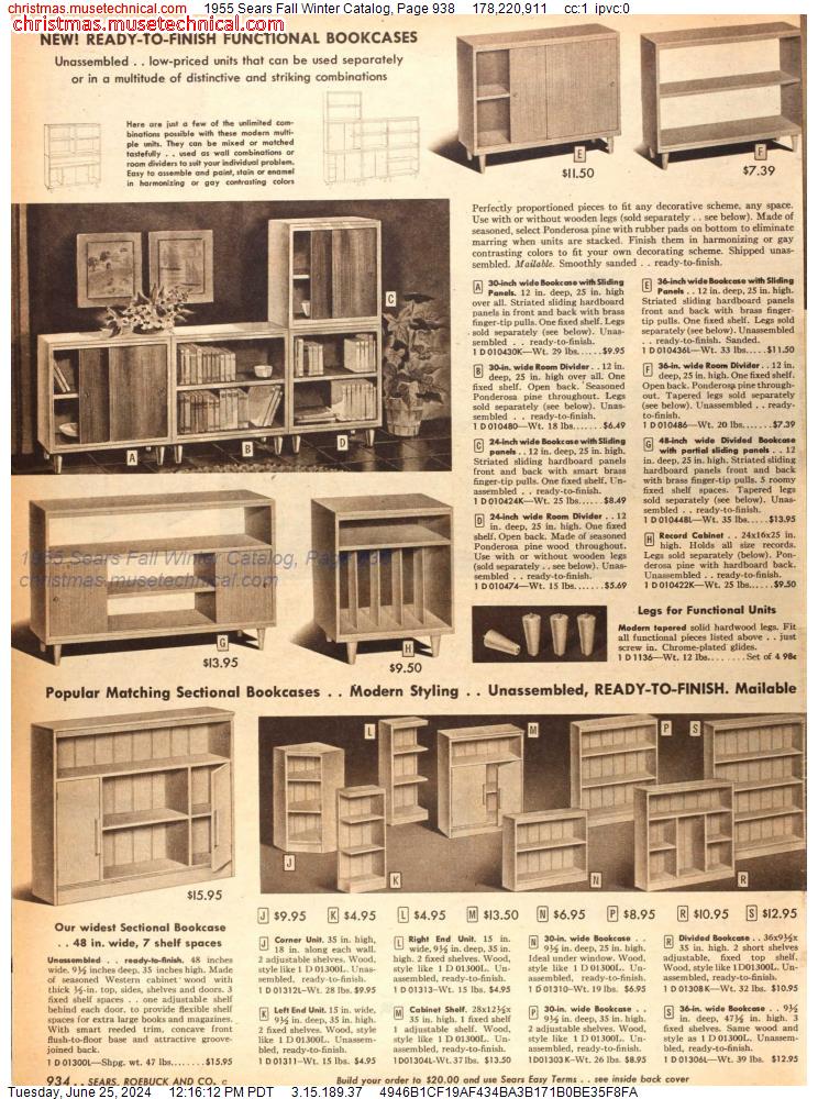 1955 Sears Fall Winter Catalog, Page 938