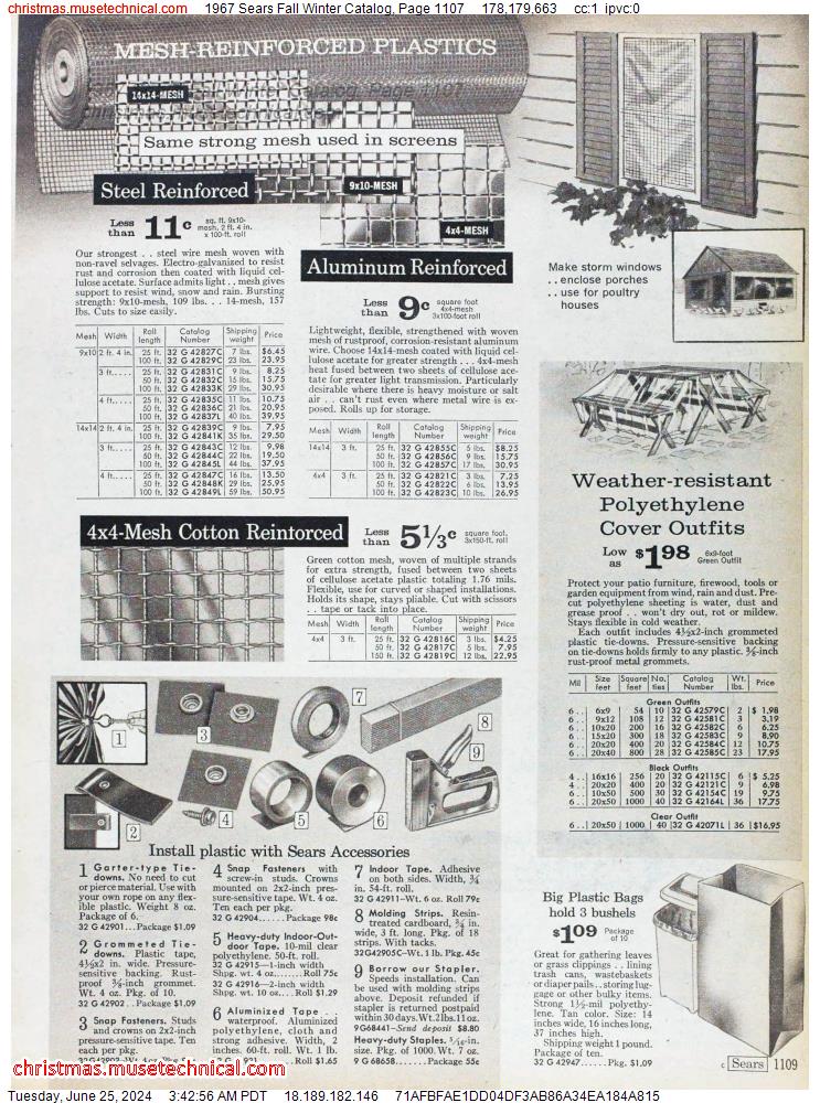 1967 Sears Fall Winter Catalog, Page 1107