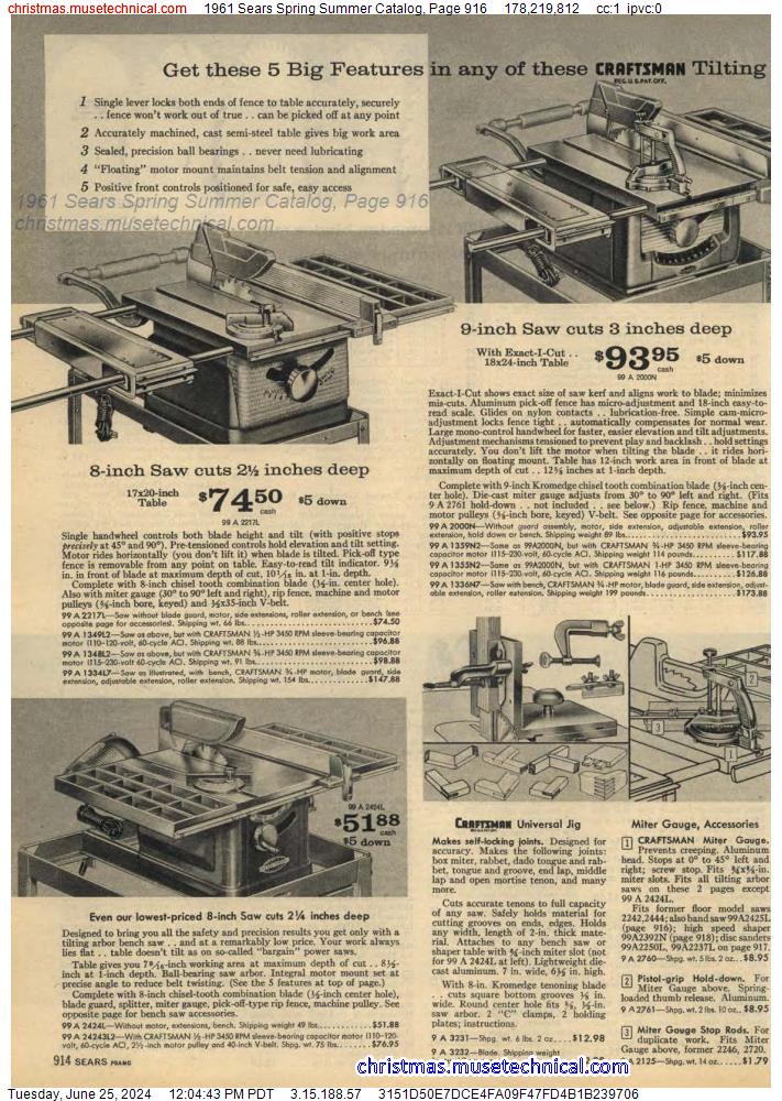 1961 Sears Spring Summer Catalog, Page 916