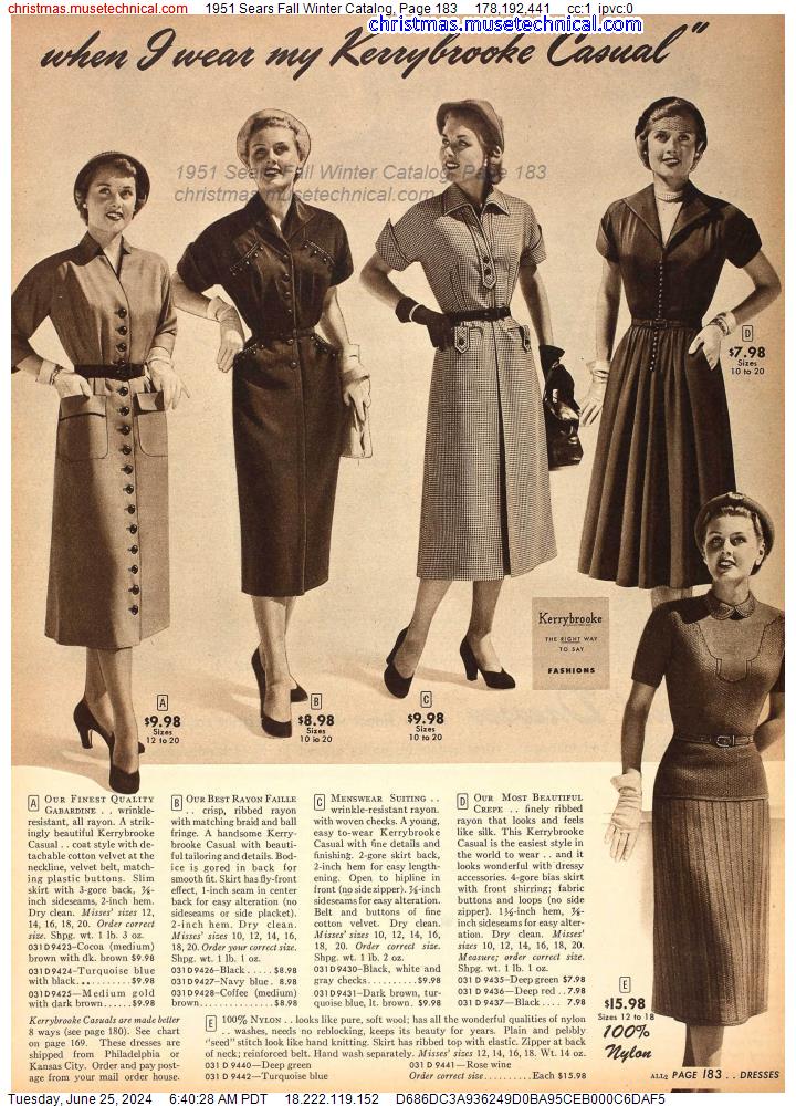 1951 Sears Fall Winter Catalog, Page 183