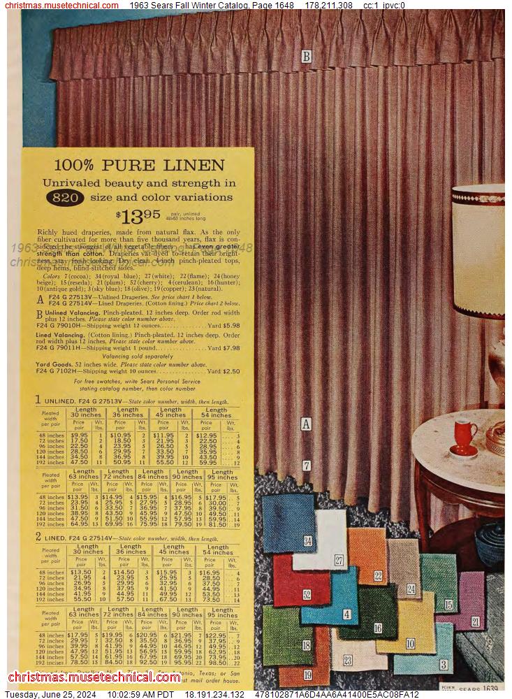 1963 Sears Fall Winter Catalog, Page 1648