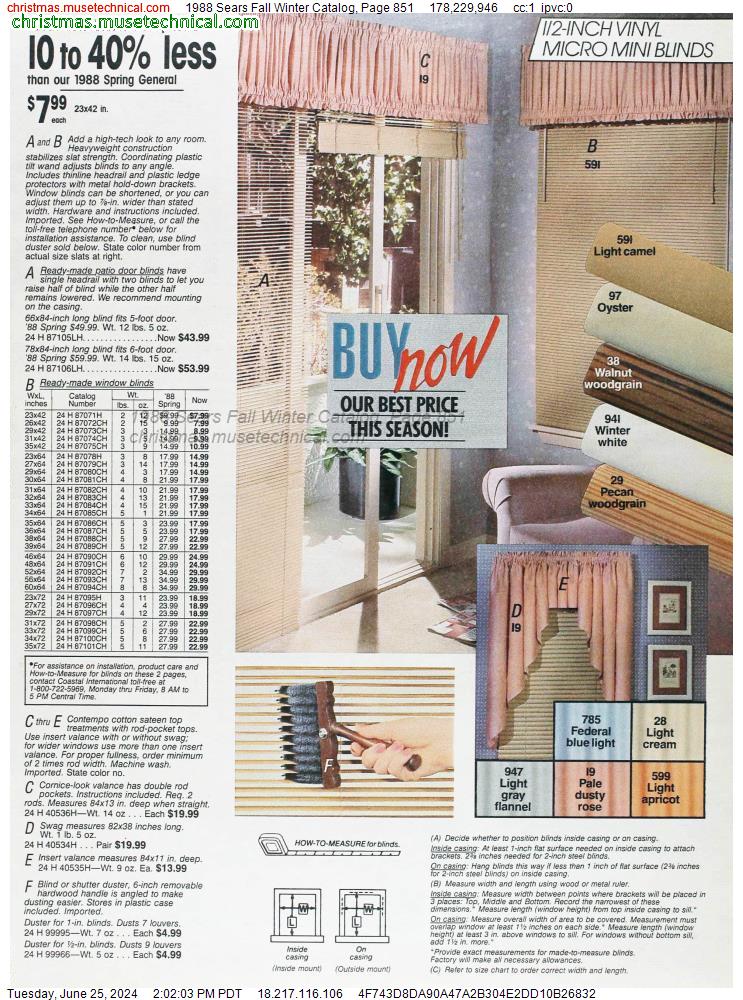 1988 Sears Fall Winter Catalog, Page 851