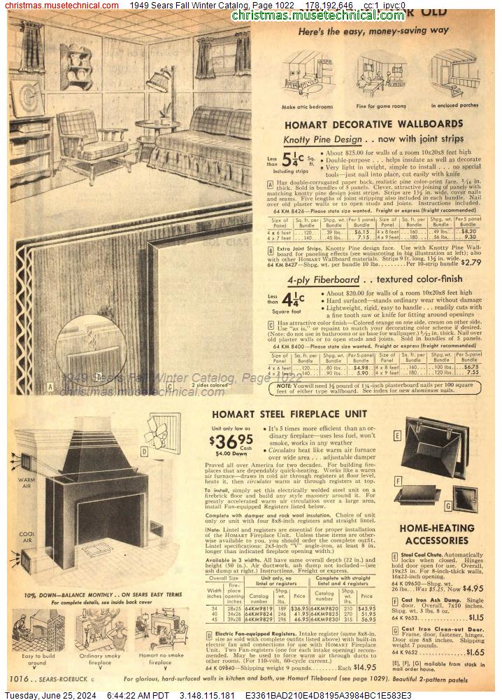 1949 Sears Fall Winter Catalog, Page 1022