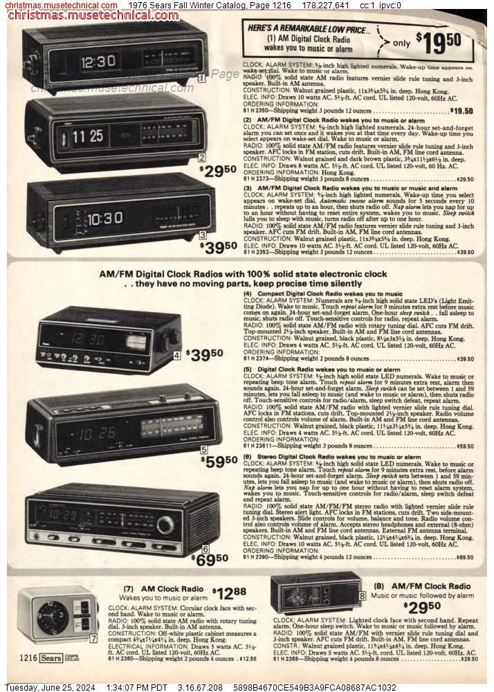 1976 Sears Fall Winter Catalog, Page 1216
