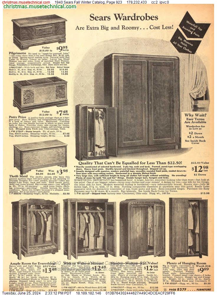 1940 Sears Fall Winter Catalog, Page 923