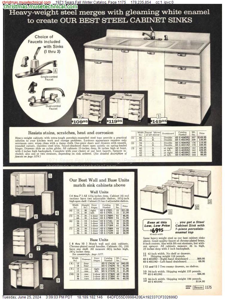 1971 Sears Fall Winter Catalog, Page 1175