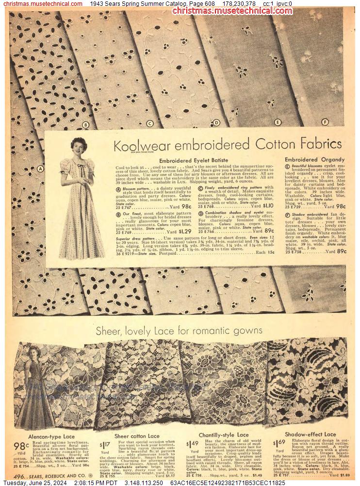 1943 Sears Spring Summer Catalog, Page 608