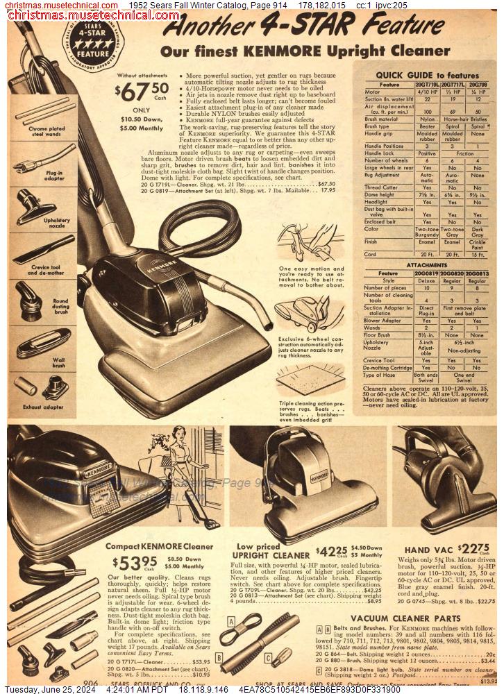 1952 Sears Fall Winter Catalog, Page 914