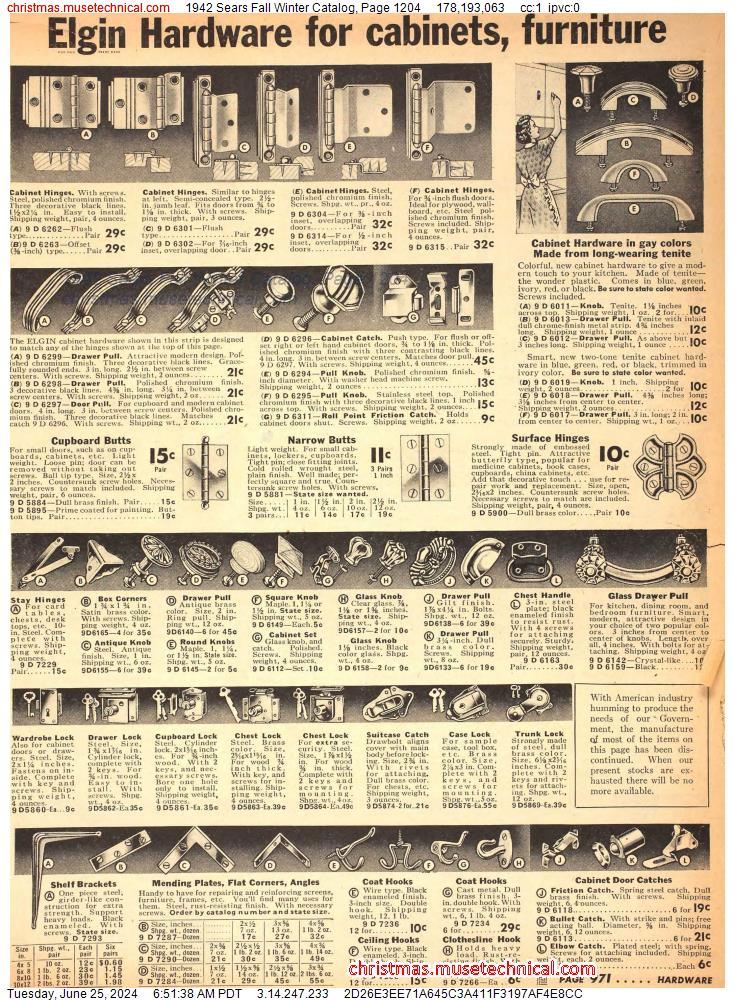 1942 Sears Fall Winter Catalog, Page 1204