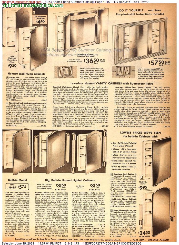 1954 Sears Spring Summer Catalog, Page 1015