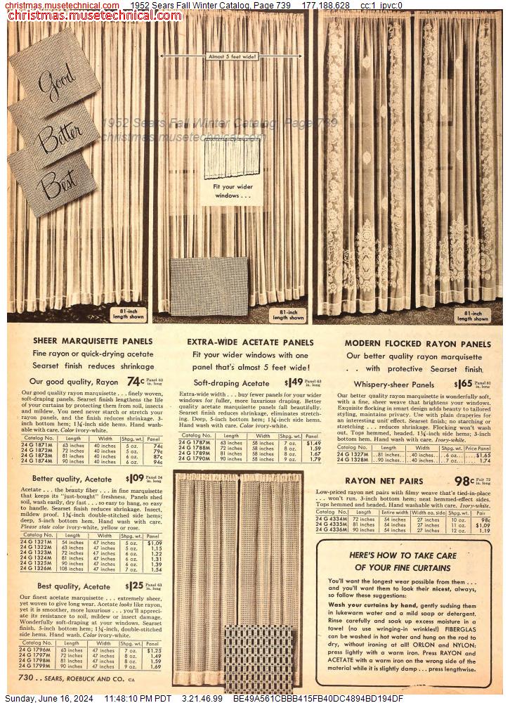1952 Sears Fall Winter Catalog, Page 739