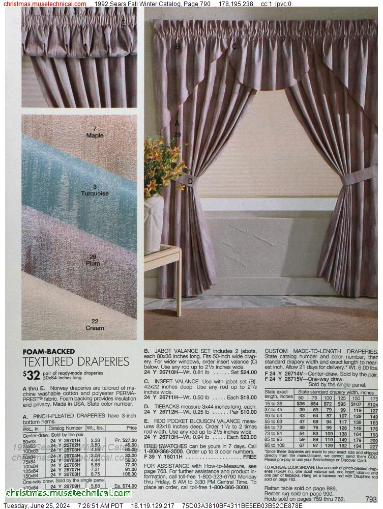 1992 Sears Fall Winter Catalog, Page 790