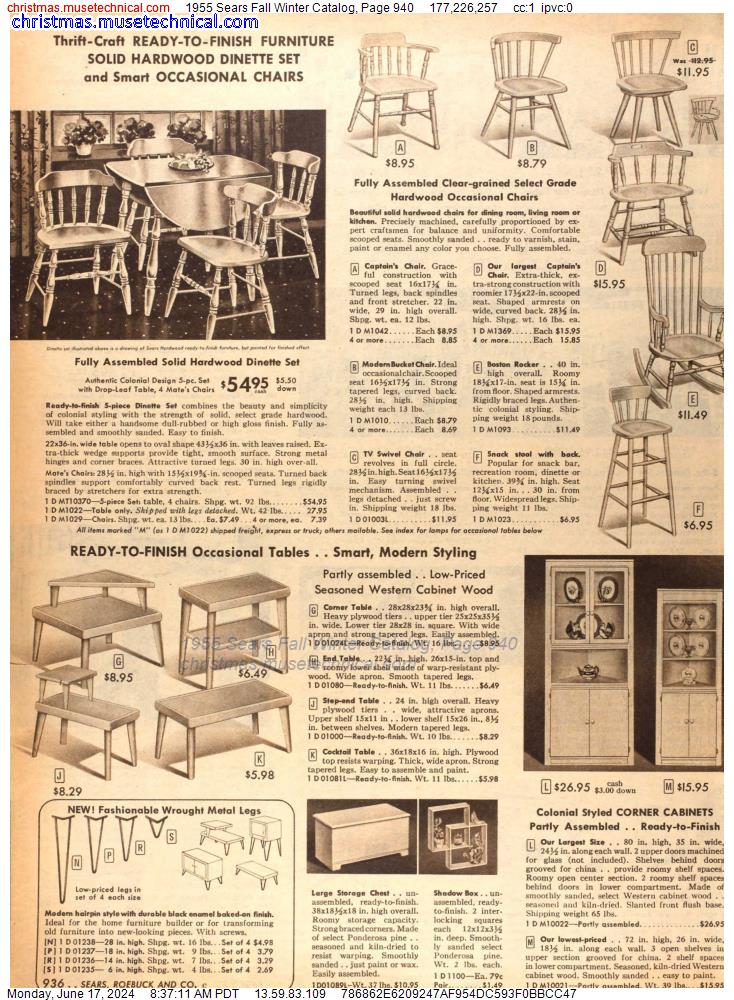 1955 Sears Fall Winter Catalog, Page 940