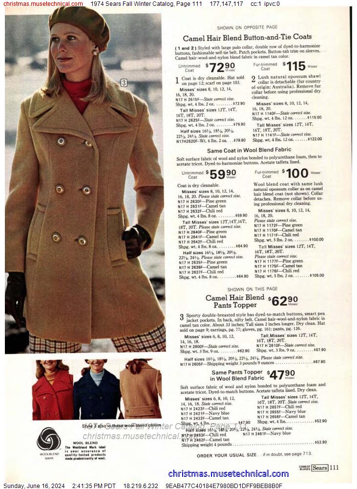 1974 Sears Fall Winter Catalog, Page 111