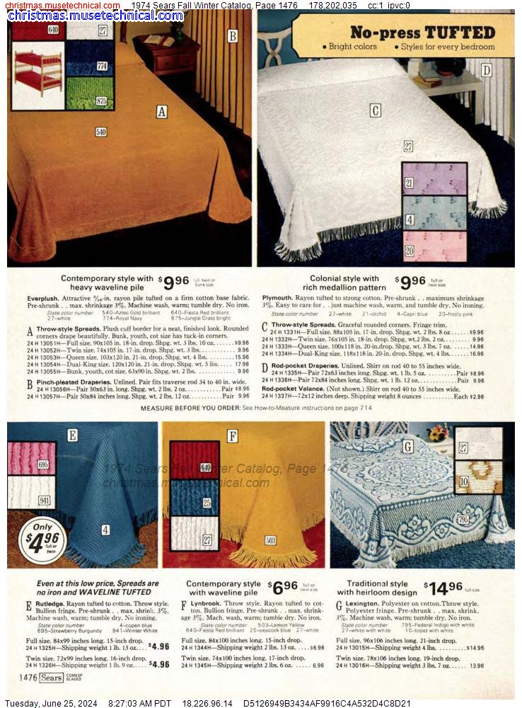 1974 Sears Fall Winter Catalog, Page 1476