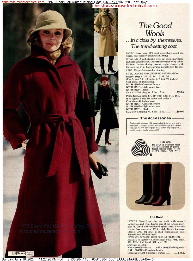 1978 Sears Fall Winter Catalog, Page 136