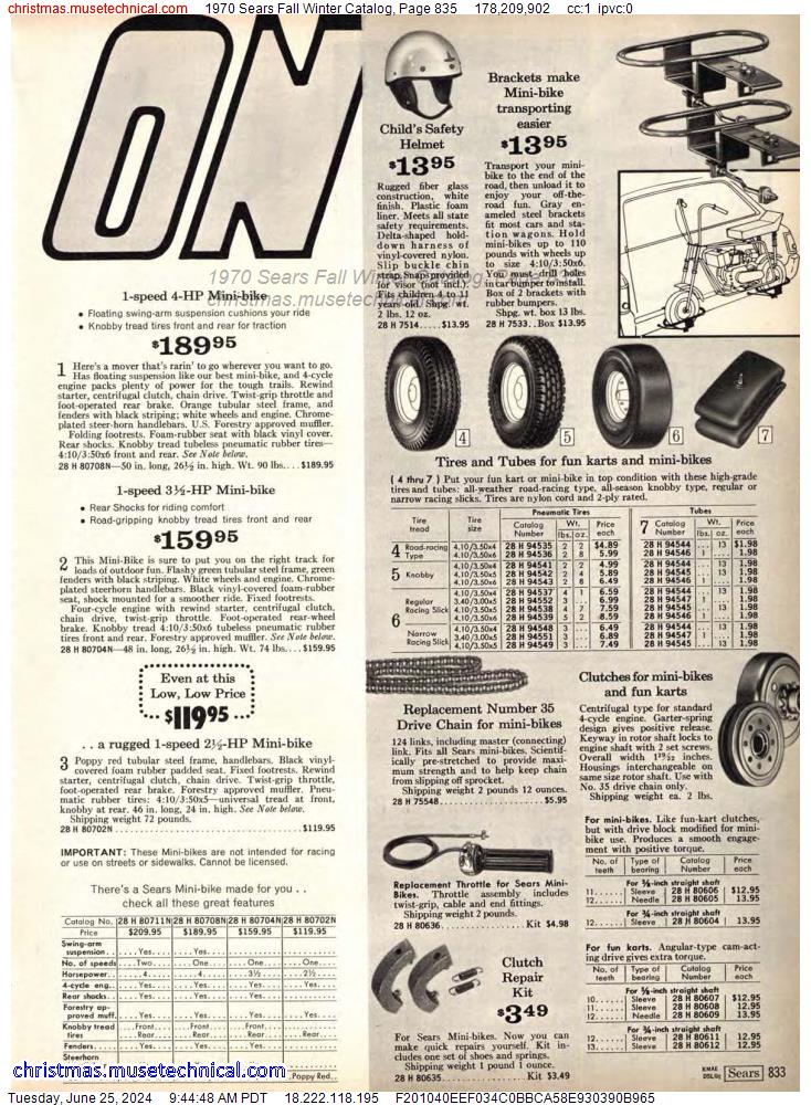 1970 Sears Fall Winter Catalog, Page 835