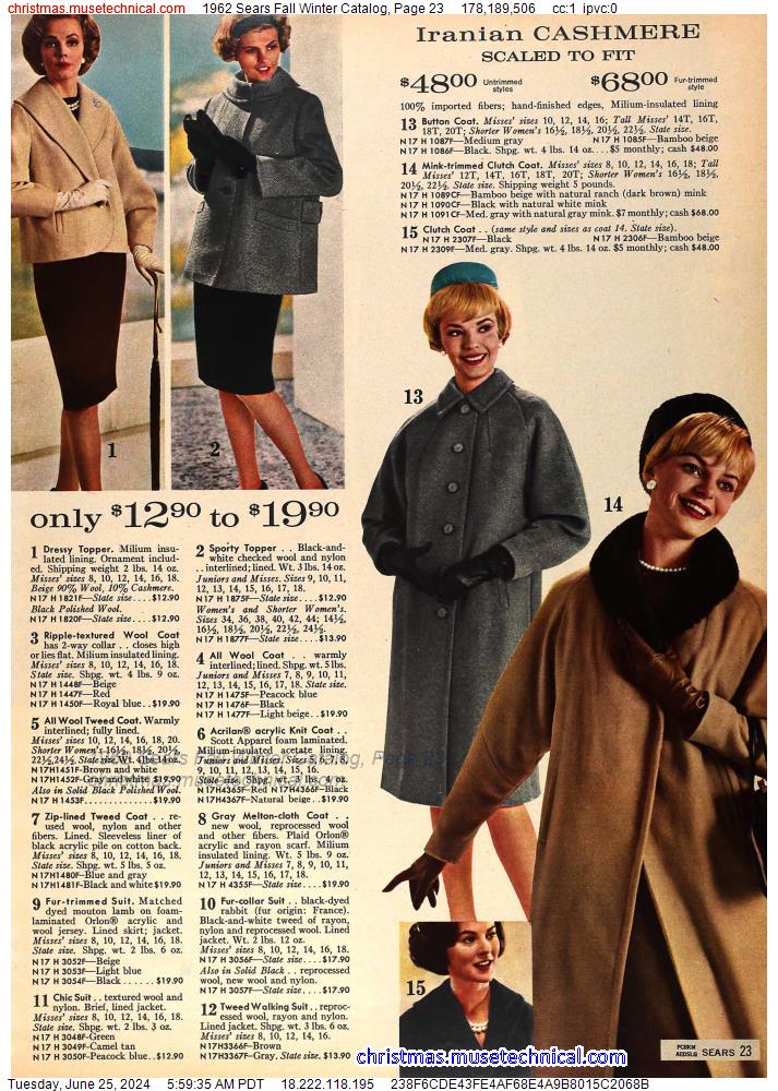 1962 Sears Fall Winter Catalog, Page 23