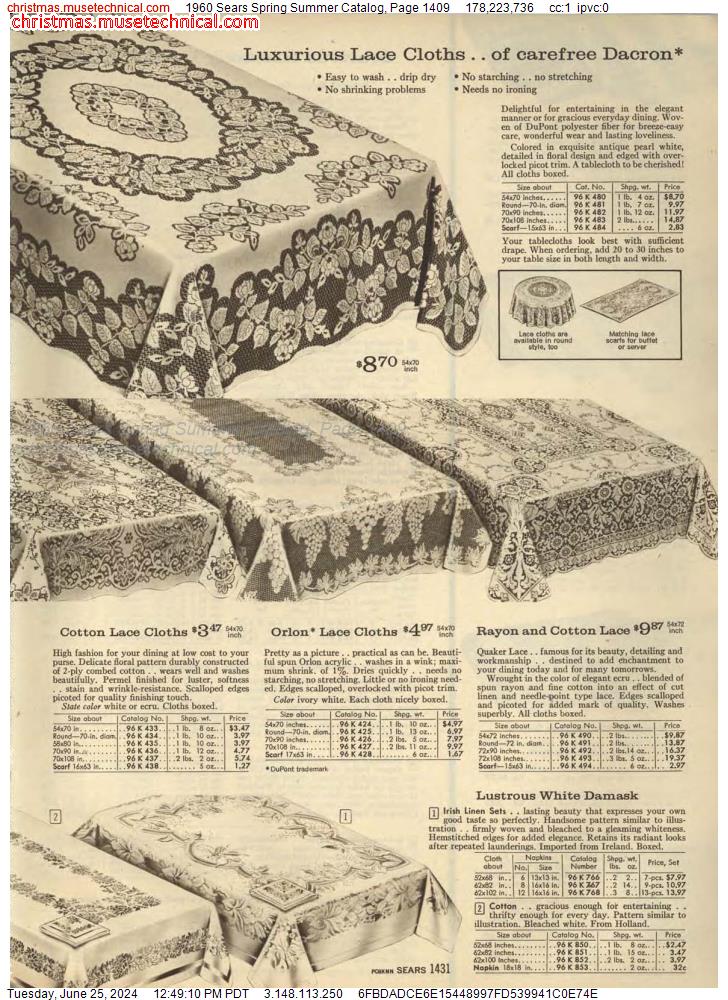 1960 Sears Spring Summer Catalog, Page 1409