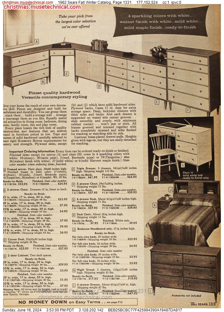 1962 Sears Fall Winter Catalog, Page 1331