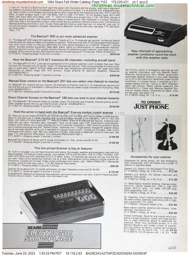 1984 Sears Fall Winter Catalog, Page 1123