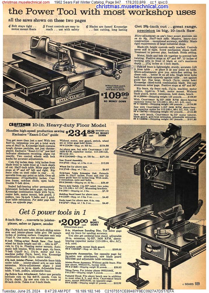 1962 Sears Fall Winter Catalog, Page 947