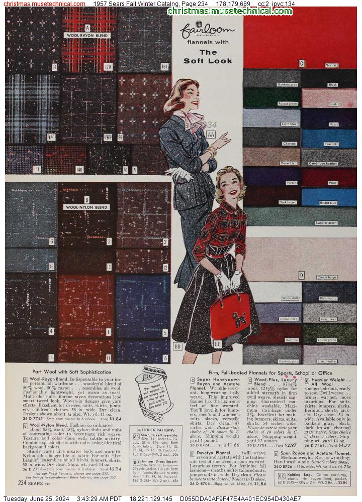 1957 Sears Fall Winter Catalog, Page 234