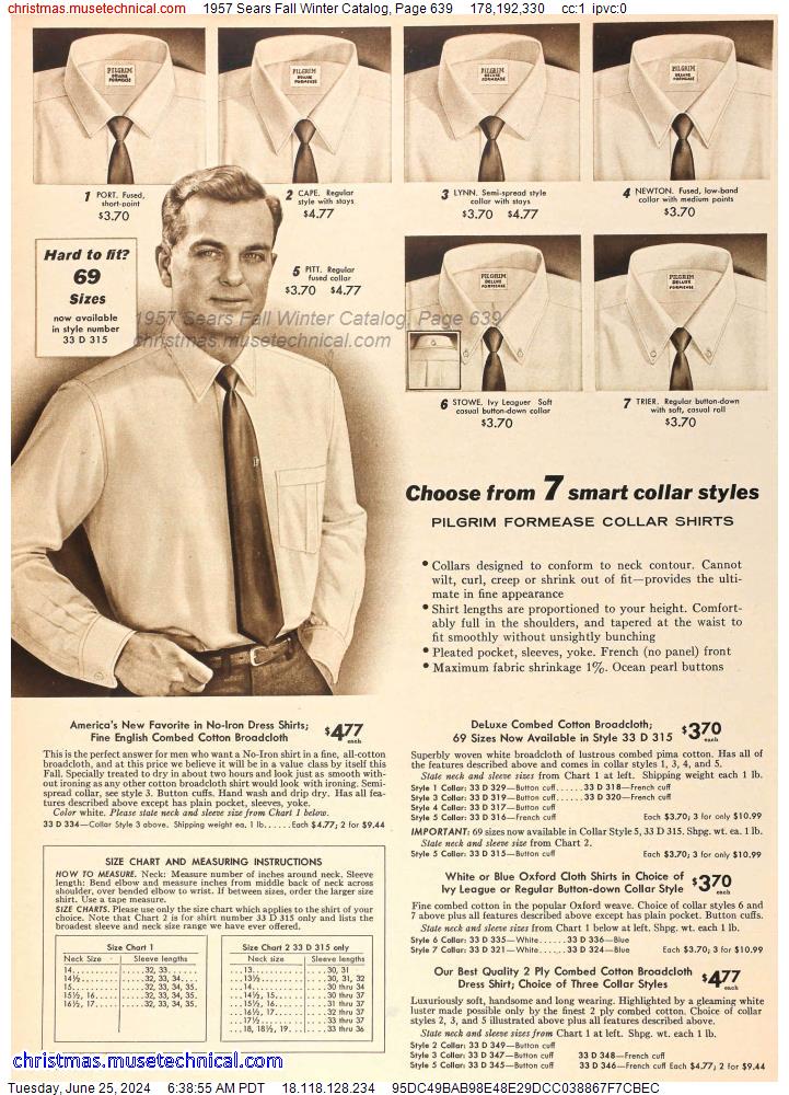 1957 Sears Fall Winter Catalog, Page 639