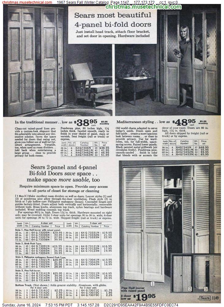 1967 Sears Fall Winter Catalog, Page 1147