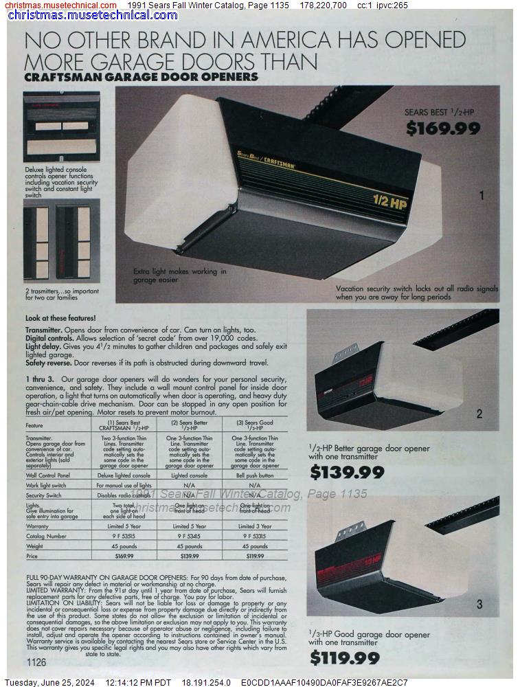 1991 Sears Fall Winter Catalog, Page 1135