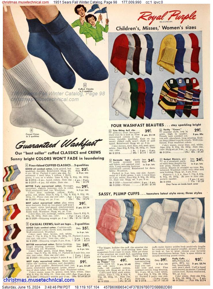 1951 Sears Fall Winter Catalog, Page 98