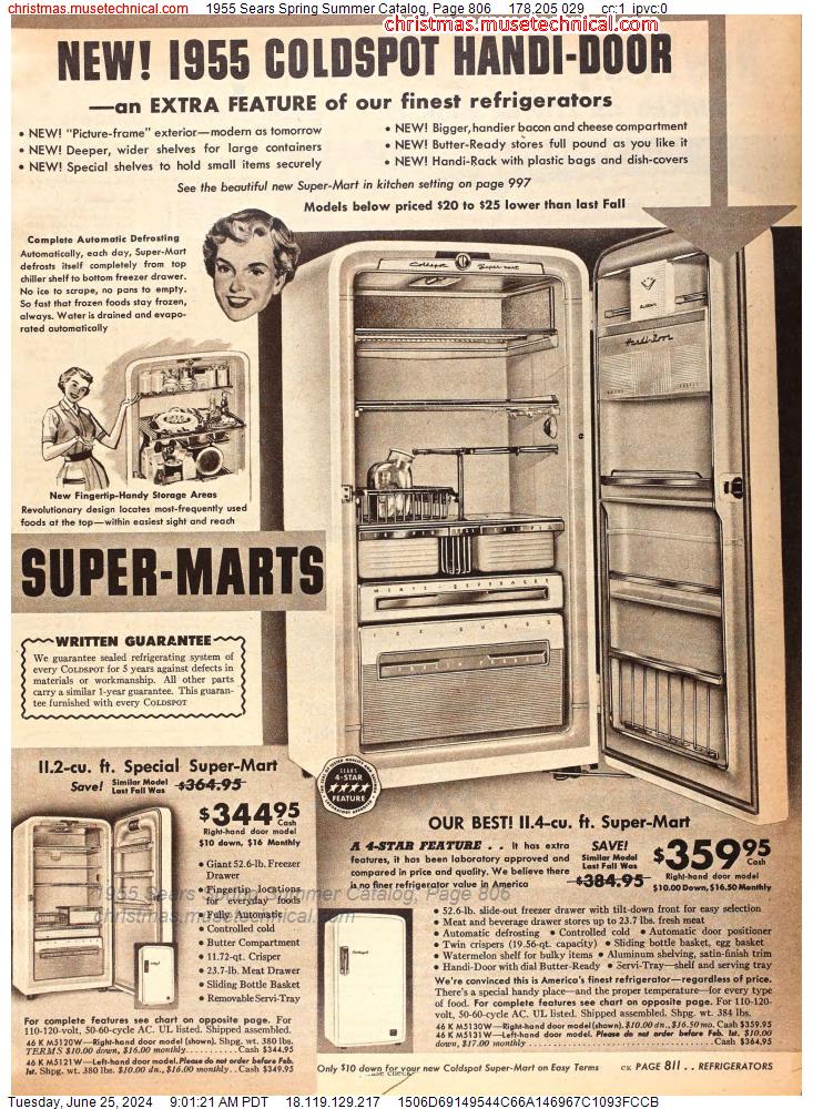 1955 Sears Spring Summer Catalog, Page 806
