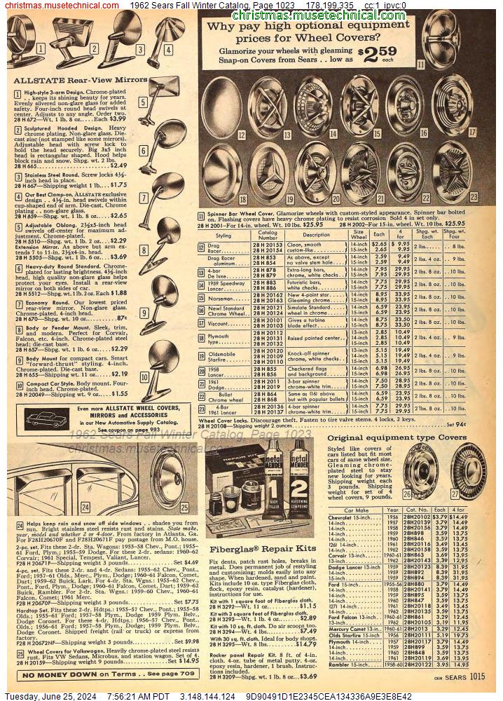 1962 Sears Fall Winter Catalog, Page 1023