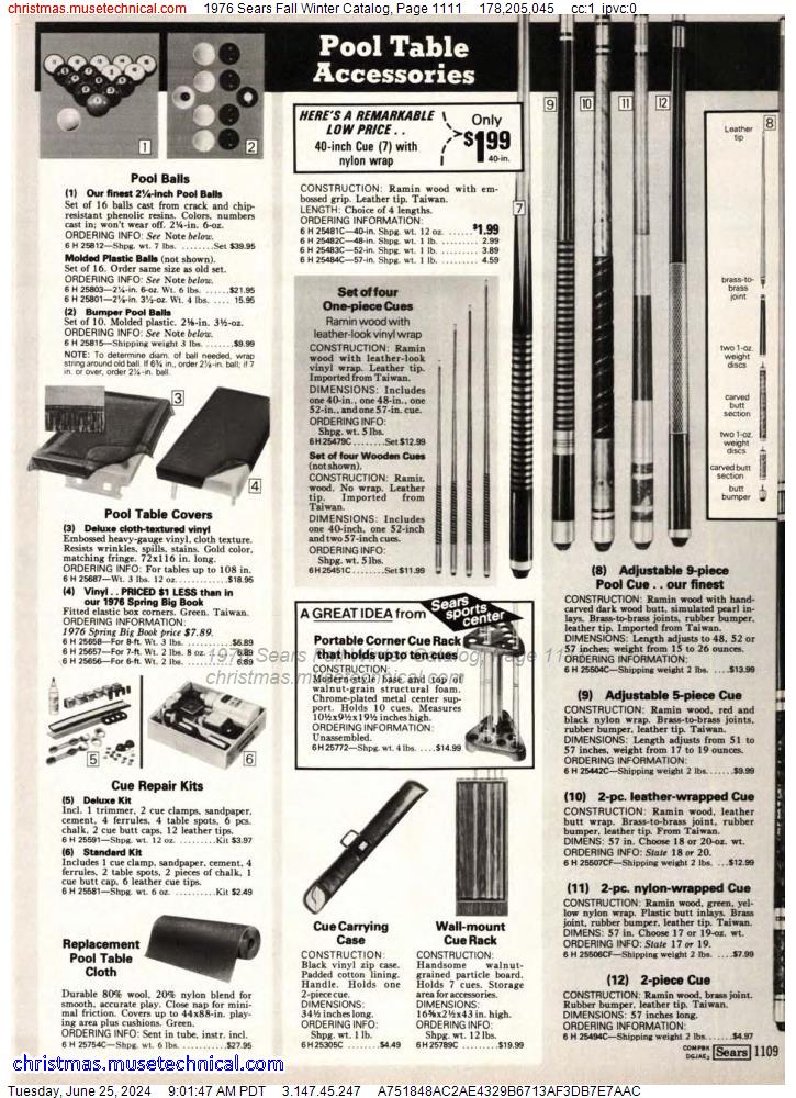 1976 Sears Fall Winter Catalog, Page 1111
