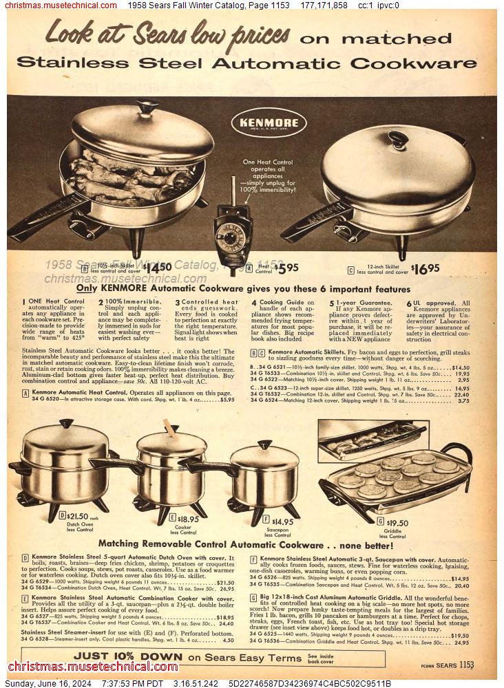 1958 Sears Fall Winter Catalog, Page 1153