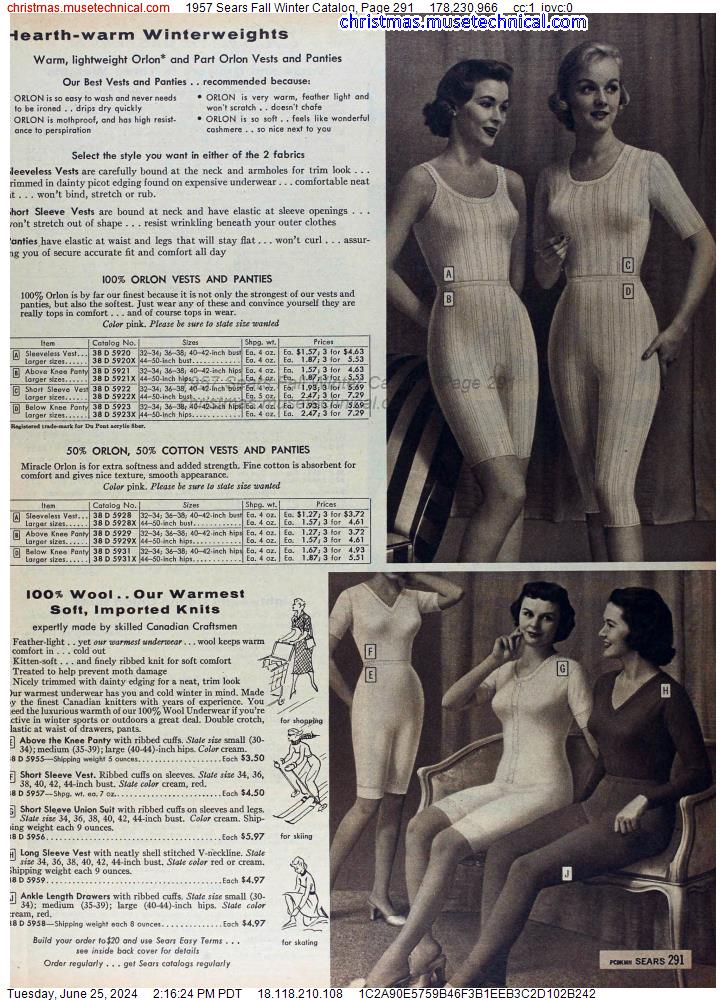 1957 Sears Fall Winter Catalog, Page 291