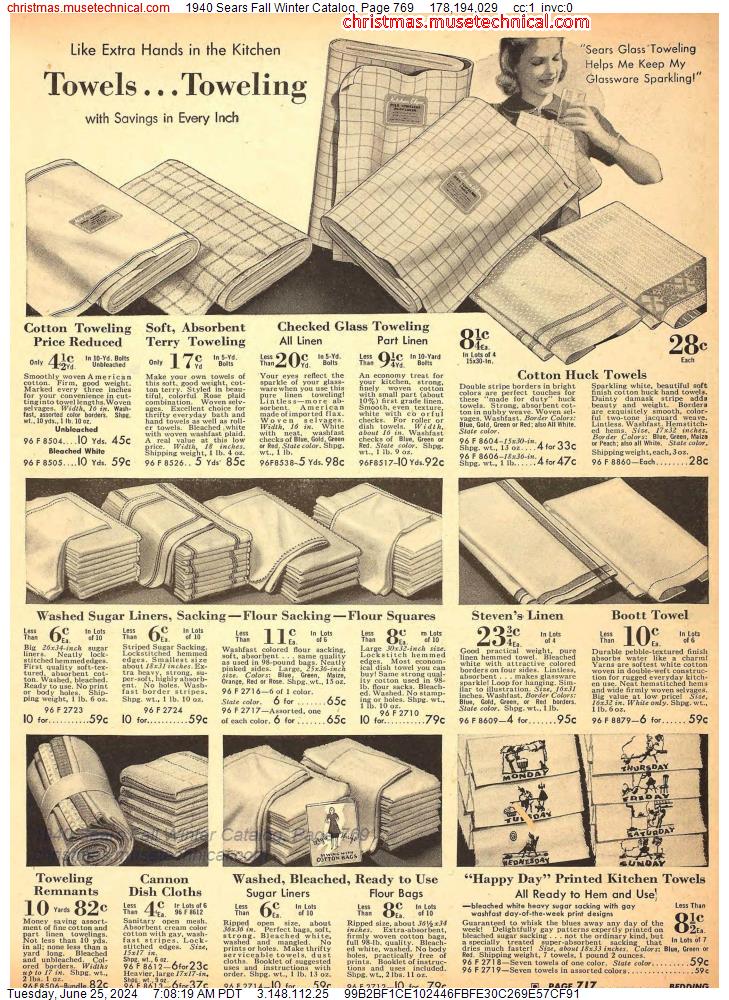 1940 Sears Fall Winter Catalog, Page 769