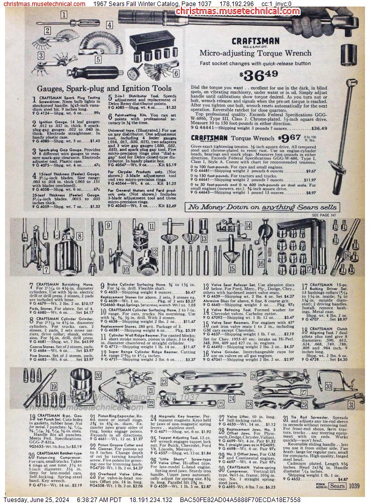 1967 Sears Fall Winter Catalog, Page 1037