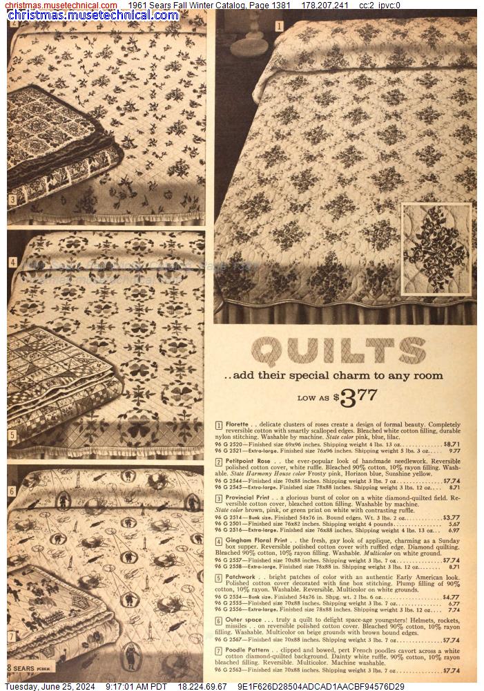 1961 Sears Fall Winter Catalog, Page 1381