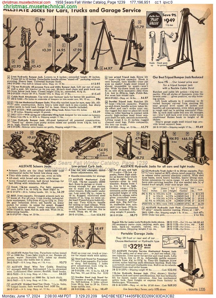 1958 Sears Fall Winter Catalog, Page 1239