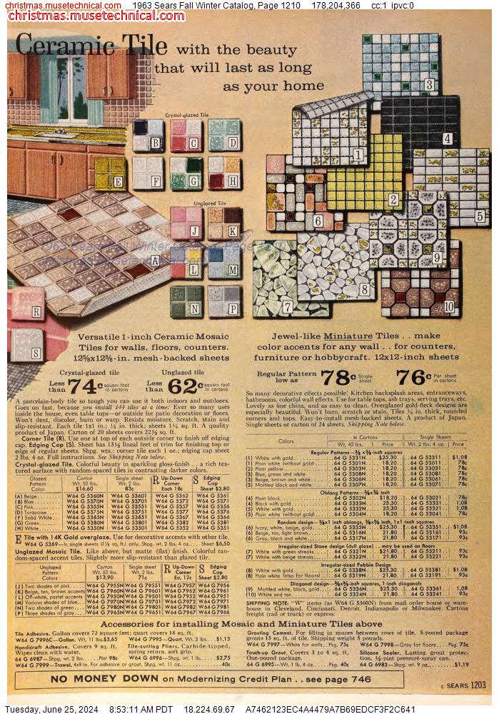 1963 Sears Fall Winter Catalog, Page 1210