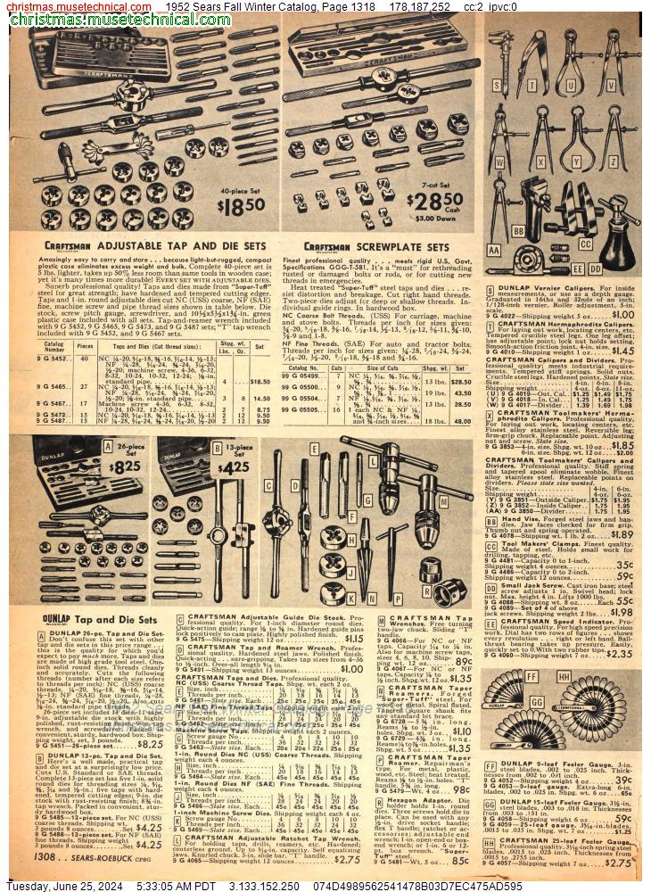 1952 Sears Fall Winter Catalog, Page 1318